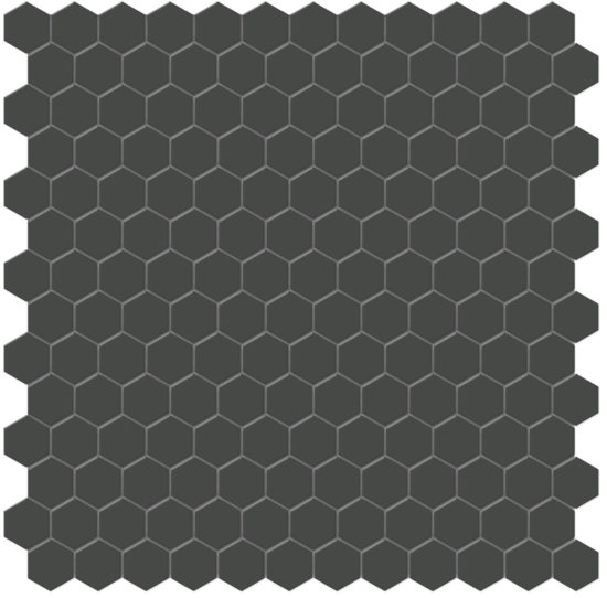 1" Retro Black Matte Hex Mosaic