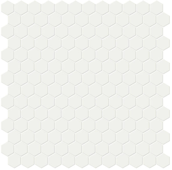 1" White Matte Hex Mosaic