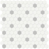 1" White w/ Loft Grey Matte Hex Mosaic | Gramercy Kitchen and Bath
