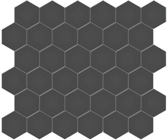 2" Retro Black Matte Hex Mosaic