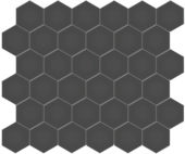 2" Retro Black Matte Unglazed Hex Mosaic | Gramercy Kitchen and Bath