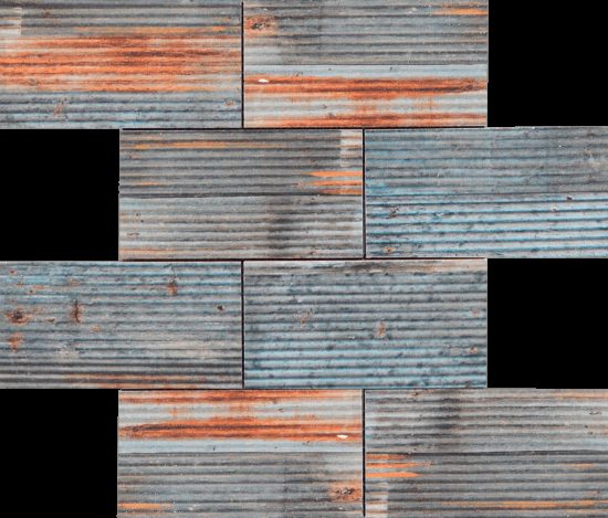 2.8″x6″ Rust Industrial Linear Relief Pattern Glazed Ceramic Mosaic