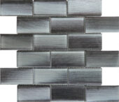 2"X4" Linear Dark Grey Glass Brick Pattern Mosaic | Gramercy Kitchen and Bath