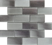 2"X4" Linear Light Grey Glass Brick Pattern Mosaic | Gramercy Kitchen and Bath
