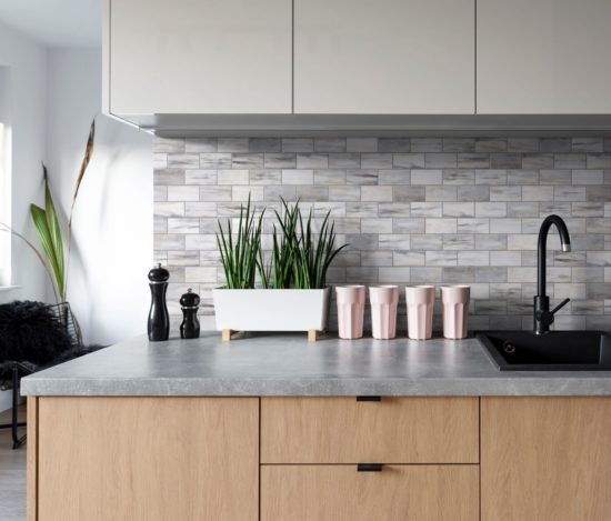 2"x4" Glazed Ceramic Grey Beige Mix Rough Surface Mosaic | Gramercy Kitchen and Bath