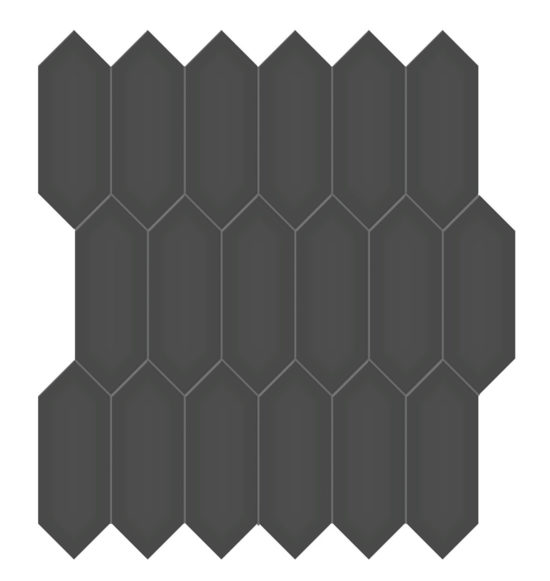 2x5 Retro Black Glossy Picket Mosaic