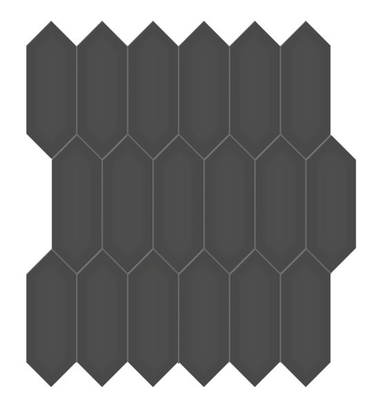 2x5 Retro Black Matte Picket Mosaic