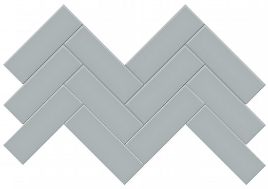 2x6 Cloud Blue Glossy Herringbone Mosaic