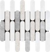 2"x6" Elongated Round White Grey Beige Marble Mix | Gramercy Kitchen and Bath