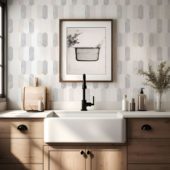 2"x6" Picket White Grey Beige Marble Mix | Gramercy Kitchen and Bath
