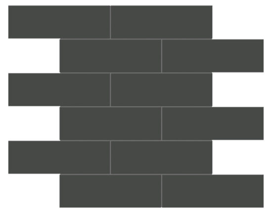 2x6 Retro Black Matte Brick Mosaic