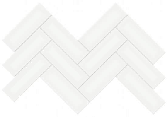 2x6 White Glossy Herringbone Mosaic