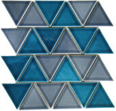 3" Triangular Glazed Ceramic Grey Blue Mosaic | Gramercy Kitchen and Bath