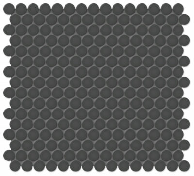 3/4″ Retro Black Matte Penny Round Mosaic
