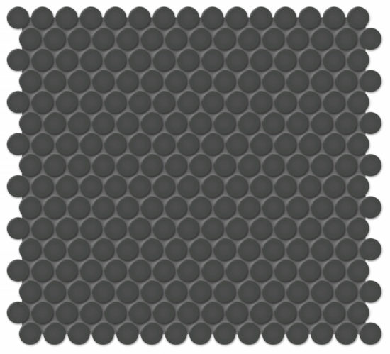 3/4" Retro Black Matte Penny Round Mosaic