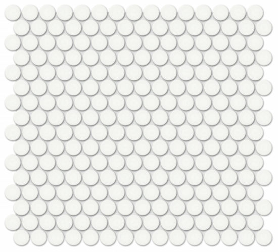 3/4" White Matte Penny Round Mosaic