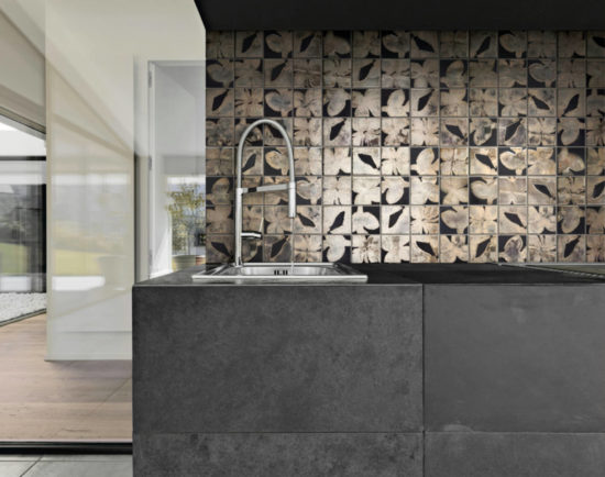 3"X3" Flowers Glazed Ceramic | Gramercy Kitchen and Bath