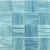 3"X3" Glass Pool Striped Aquamarine Mosaic | Gramercy Kitchen and Bath