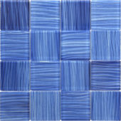 3"X3" Glass Pool Striped Cobalt Blue Mosaic | Gramercy Kitchen and Bath