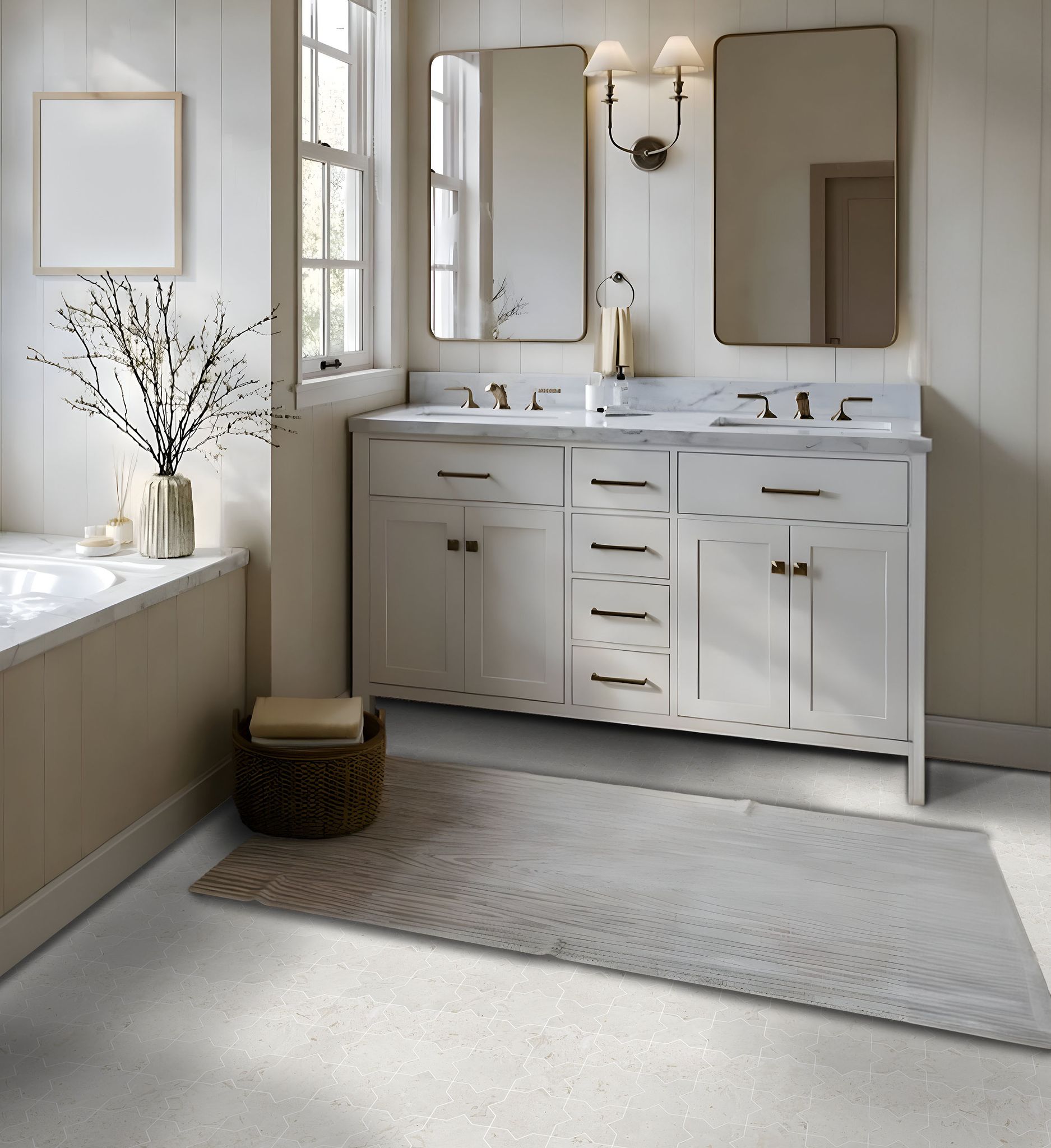 3"x3" Cross & Star Beige Marble  | Gramercy Kitchen and Bath