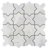 3"x3" Cross & Star White Grey Marble | Gramercy Kitchen and Bath