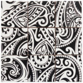 4"X4" Maori Native Series Black & White Glazed Ceramic Mosaic | Gramercy Kitchen and Bath