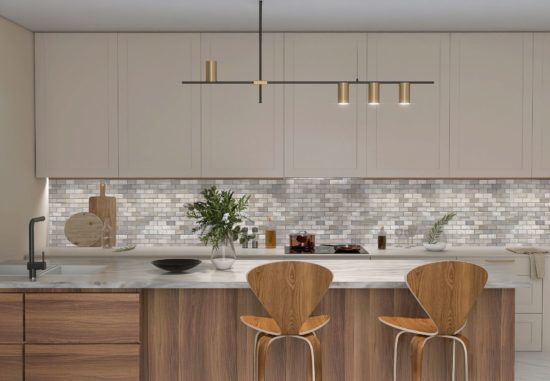 5x10cm Multi Finish Mosaic Limestone | Gramercy Kitchen and Bath