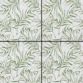 6"x6" Green Palm Leaf Printed Beige Marble | Gramercy Kitchen and Bath