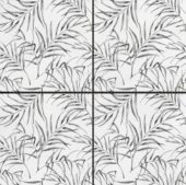 6"x6" Grey Palm Leaf Printed White Marble | Gramercy Kitchen and Bath