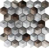 Aluminum Hexagon 19 Brown Mosaic | Gramercy Kitchen and Bath