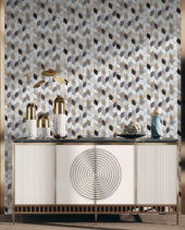 Aluminum & Marble Leaves 19 Grey Brown Mosaic 11"x12" | Gramercy Kitchen and Bath