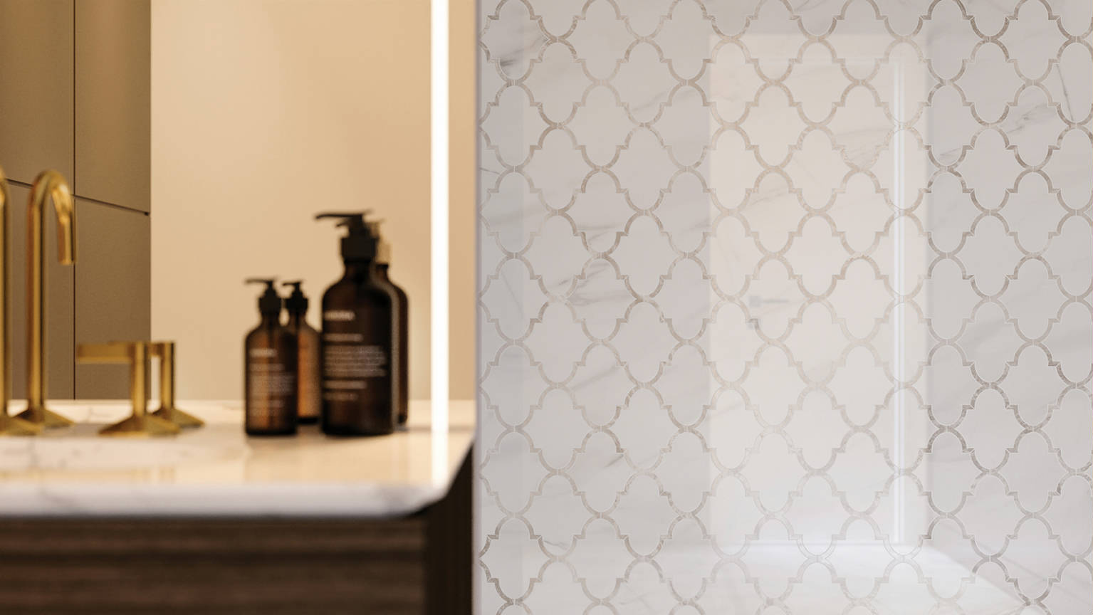 Ardor Infatuation Arabesque Polished Mosaic 3 | Gramercy Kitchen and Bath
