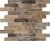 Beige Brown Mix Wood 1.1"x4" Glazed Ceramic Mosaic | Gramercy Kitchen and Bath