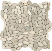 Beige Sliced Matte Pebble Interlocking Mosaic | Gramercy Kitchen and Bath
