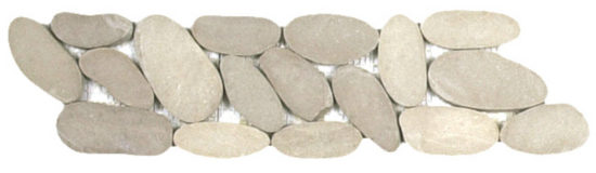 Beige Xl Sliced Matte Pebble Interlocking Border