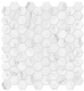 Bianco Venatino 1.25 Honed Hexagon Mosaic | Gramercy Kitchen and Bath