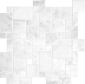 Bianco Venatino Mini Versailles Honed Mosaic | Gramercy Kitchen and Bath