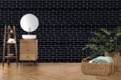 Black Brick Pattern Glossy Glazed Ceramic 2"x6" | Gramercy Kitchen and Bath