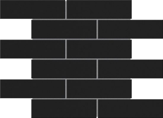 Black Brick Pattern Glossy Glazed Ceramic 2″x6″
