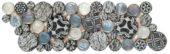 Black Penny Round Décor / Glass Interlocking Border | Gramercy Kitchen and Bath