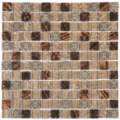 Brown Decor Mix Marble Glass 7/8"X7/8" Mosaic | Gramercy Kitchen and Bath