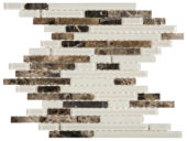 Brown Marble Beige Glass Baguette Interlocking Mosaic | Gramercy Kitchen and Bath