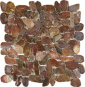Brown Sliced Polished Pebble Interlocking Mosaic | Gramercy Kitchen and Bath