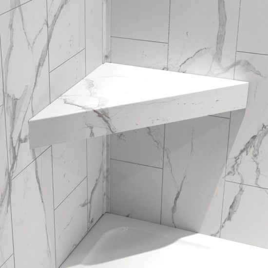 Carrara Marble Shower Bench 26x18.63x3 | Gramercy Kitchen and Bath