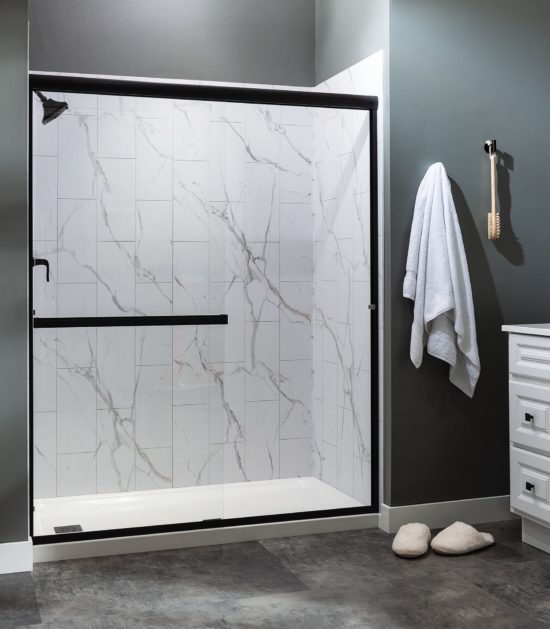 Carrara Marble Shower Wall Kit 30x60x78 | Gramercy Kitchen and Bath