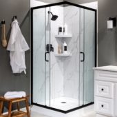 Carrara Marble Shower Wall Kit 36x36x78 | Gramercy Kitchen and Bath