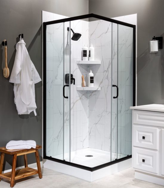 Carrara Marble Shower Wall Kit 36x36x78 | Gramercy Kitchen and Bath