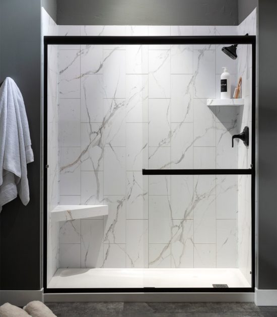 Carrara Marble Shower Wall Kit 36x60x78 | Gramercy Kitchen and Bath