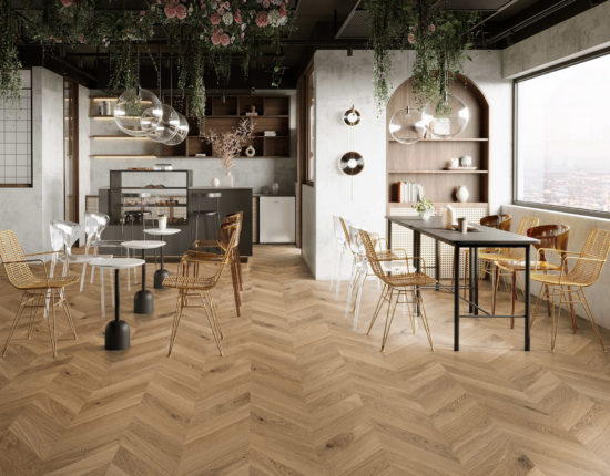 Chevron Kaya Oak Wellington | Gramercy Kitchen and Bath