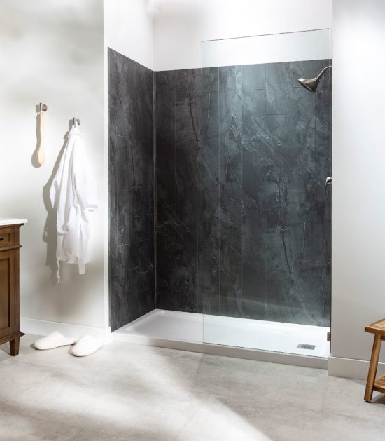 Cracked Slate Shower Wall Kit 36x36x78 | Gramercy Kitchen and Bath